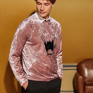 Rocking Pastel Pink Velvet Sweatshirt